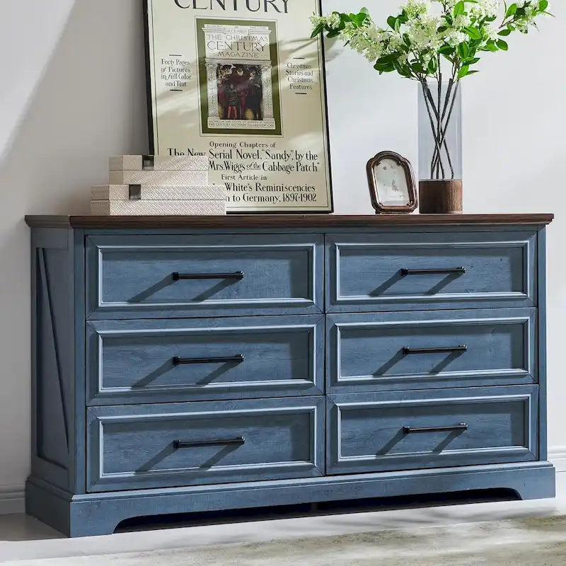 6-Drawer Dresser with Wood Grain Finish