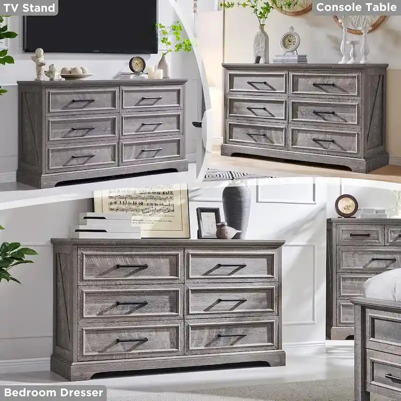 6-Drawer Dresser with Wood Grain Finish