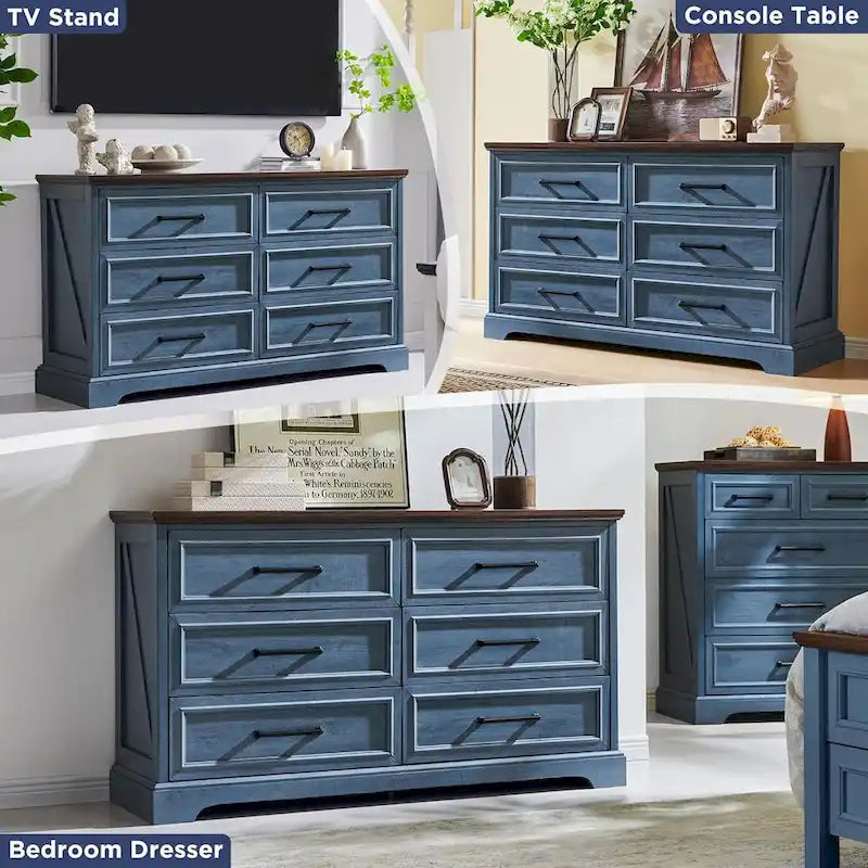 6-Drawer Dresser with Wood Grain Finish