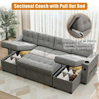 U-Shaped Sectional Sofa with Pull-Out Sleeper and Storage