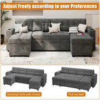 U-Shaped Sectional Sofa with Pull-Out Sleeper and Storage