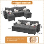 U-Shaped Sectional Sofa with Pull-Out Sleeper and Storage