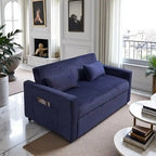 Convertible Corduroy Sofa with Adjustable Backrest and Storage Pocket