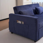 Convertible Corduroy Sofa with Adjustable Backrest and Storage Pocket