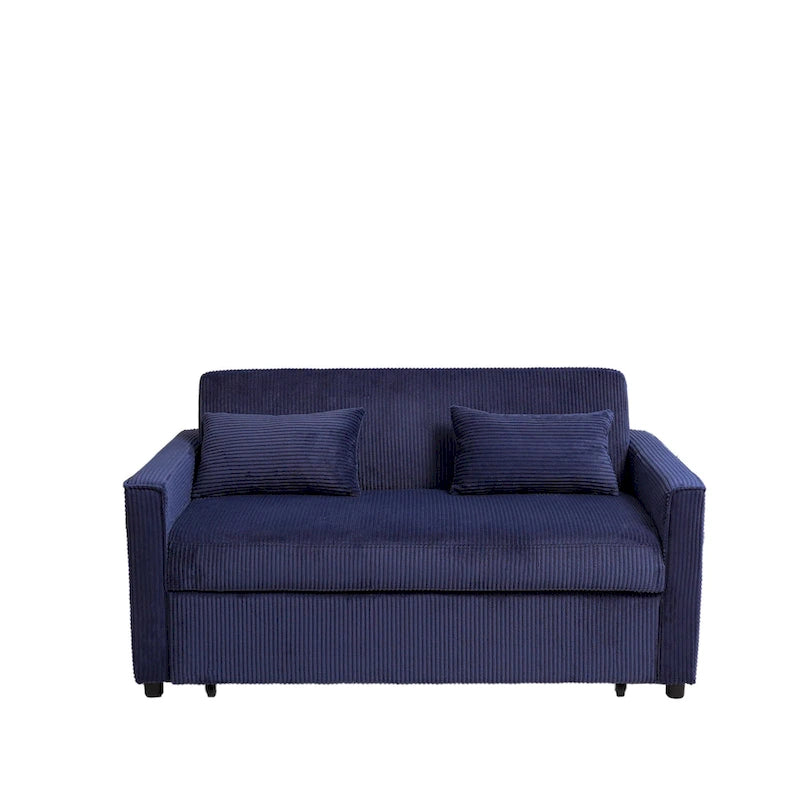 Convertible Corduroy Sofa with Adjustable Backrest and Storage Pocket