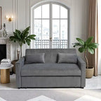 Convertible Corduroy Sofa with Adjustable Backrest and Storage Pocket