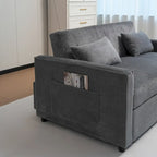 Convertible Corduroy Sofa with Adjustable Backrest and Storage Pocket
