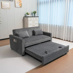 Convertible Corduroy Sofa with Adjustable Backrest and Storage Pocket