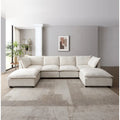 6-Seat Modular Sectional Sofa with Convertible Ottoman
