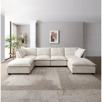 6-Seat Modular Sectional Sofa with Convertible Ottoman