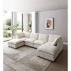 6-Seat Modular Sectional Sofa with Convertible Ottoman