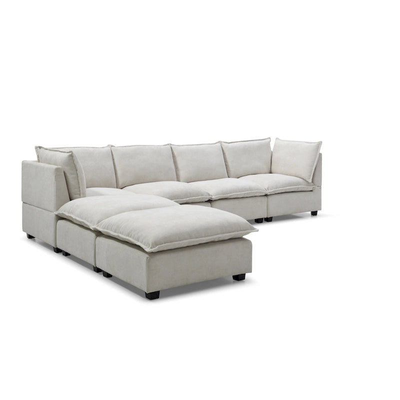 6-Seat Modular Sectional Sofa with Convertible Ottoman