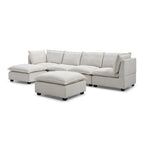 6-Seat Modular Sectional Sofa with Convertible Ottoman