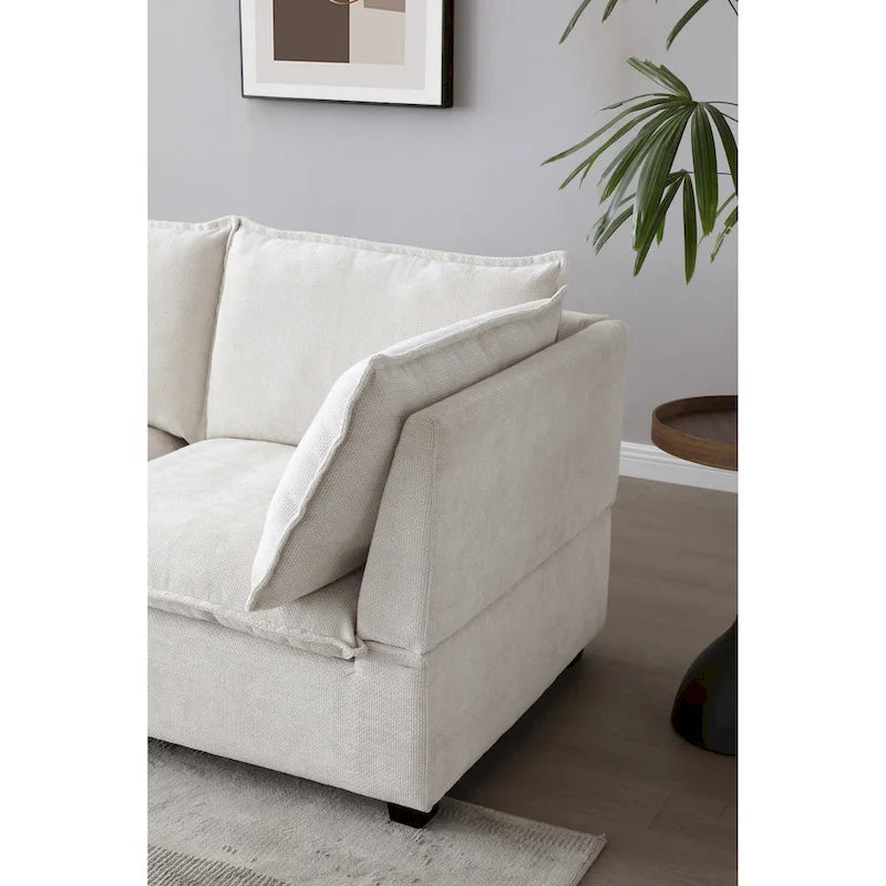 6-Seat Modular Sectional Sofa with Convertible Ottoman