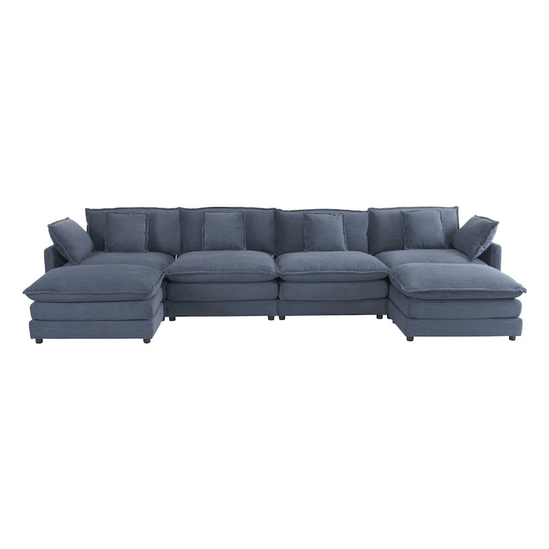 6-Piece Corduroy Modular Sectional Sofa with Side Storage Pockets