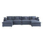 6-Piece Corduroy Modular Sectional Sofa with Side Storage Pockets