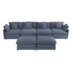 6-Piece Corduroy Modular Sectional Sofa with Side Storage Pockets