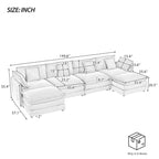 6-Piece Corduroy Modular Sectional Sofa with Side Storage Pockets