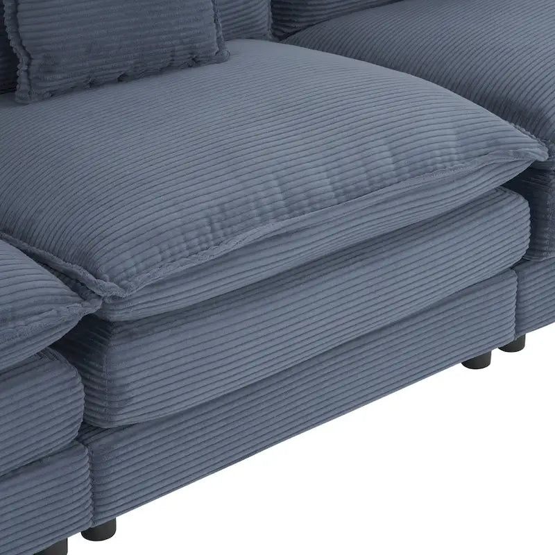 6-Piece Corduroy Modular Sectional Sofa with Side Storage Pockets