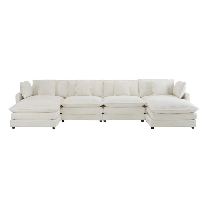 6-Piece Corduroy Modular Sectional Sofa with Side Storage Pockets