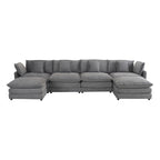 6-Piece Corduroy Modular Sectional Sofa with Side Storage Pockets