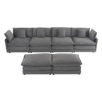 6-Piece Corduroy Modular Sectional Sofa with Side Storage Pockets