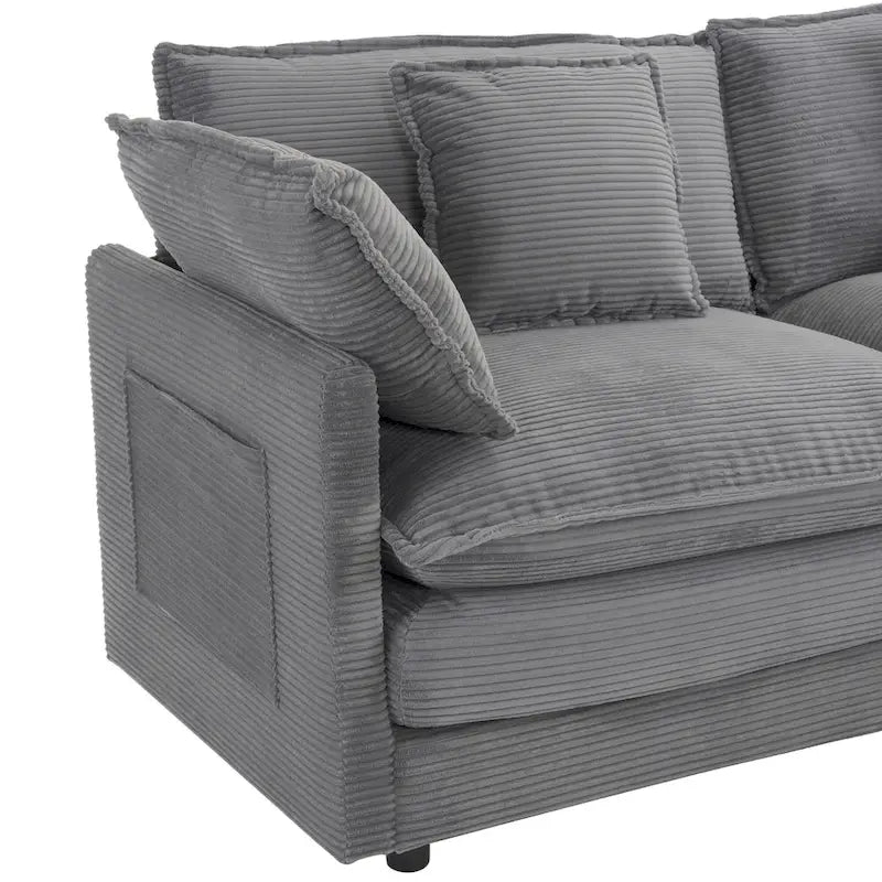 6-Piece Corduroy Modular Sectional Sofa with Side Storage Pockets