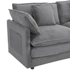 6-Piece Corduroy Modular Sectional Sofa with Side Storage Pockets