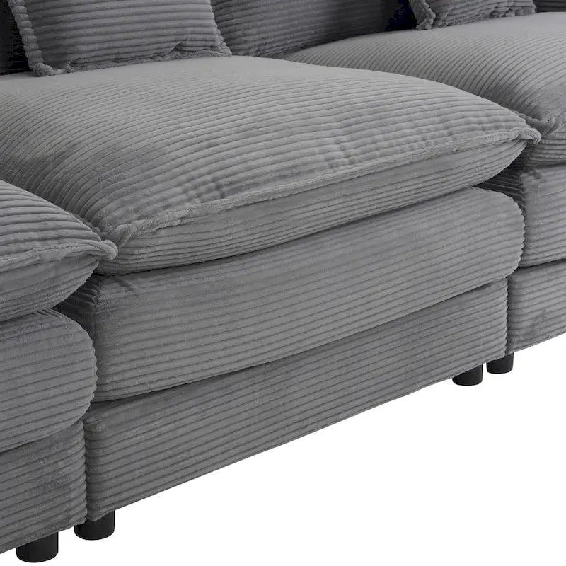 6-Piece Corduroy Modular Sectional Sofa with Side Storage Pockets