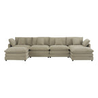 6-Piece Corduroy Modular Sectional Sofa with Side Storage Pockets