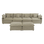 6-Piece Corduroy Modular Sectional Sofa with Side Storage Pockets