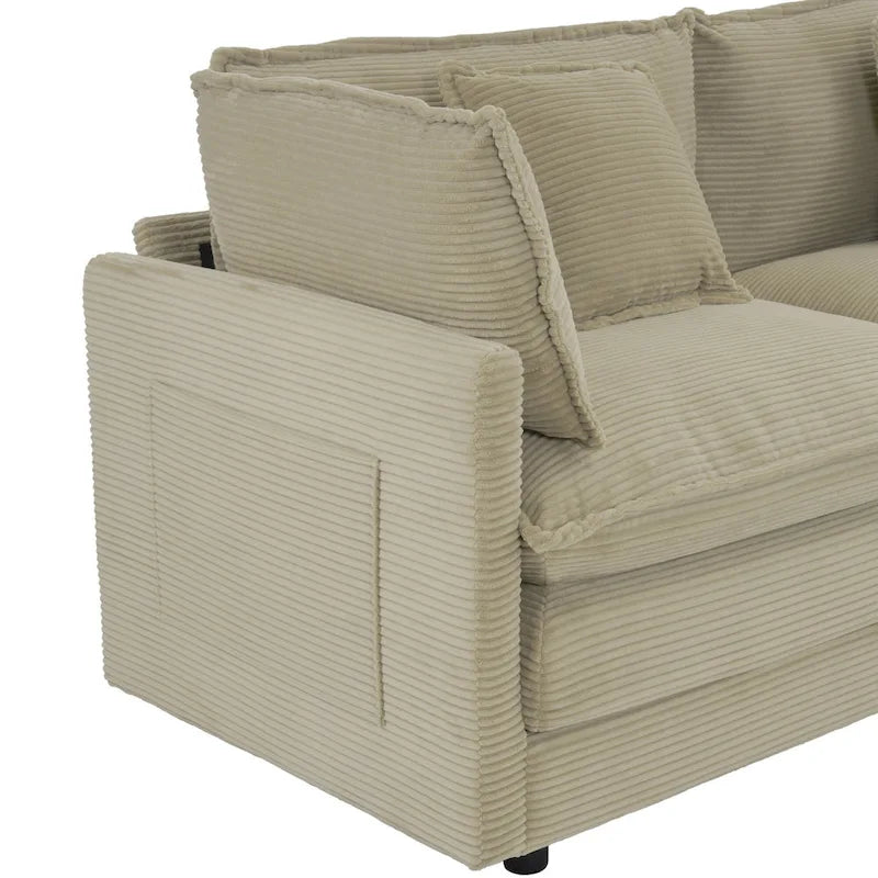 6-Piece Corduroy Modular Sectional Sofa with Side Storage Pockets