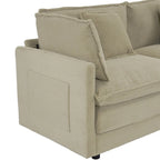 6-Piece Corduroy Modular Sectional Sofa with Side Storage Pockets