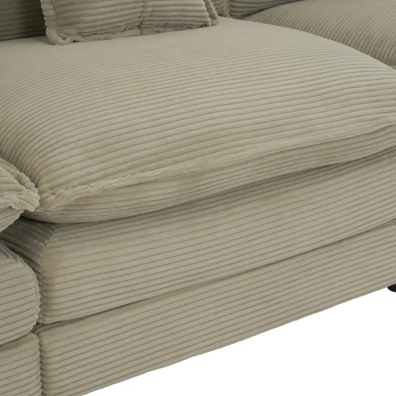 6-Piece Corduroy Modular Sectional Sofa with Side Storage Pockets