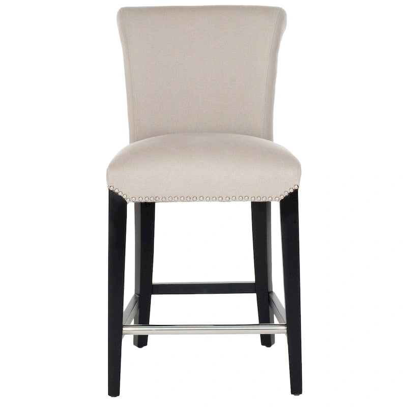 23-Inch Counter Stool with Faux Leather Upholstery and Curved Back