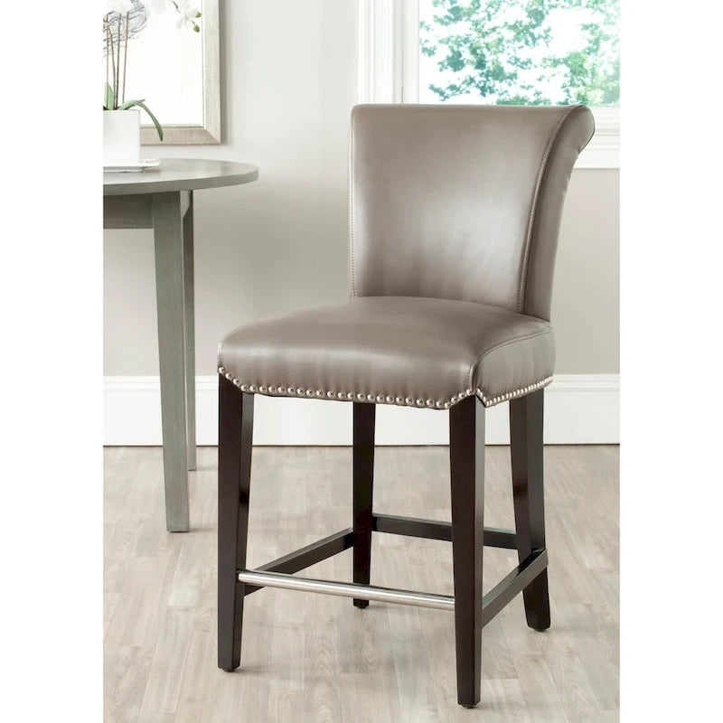 23-Inch Counter Stool with Faux Leather Upholstery and Curved Back