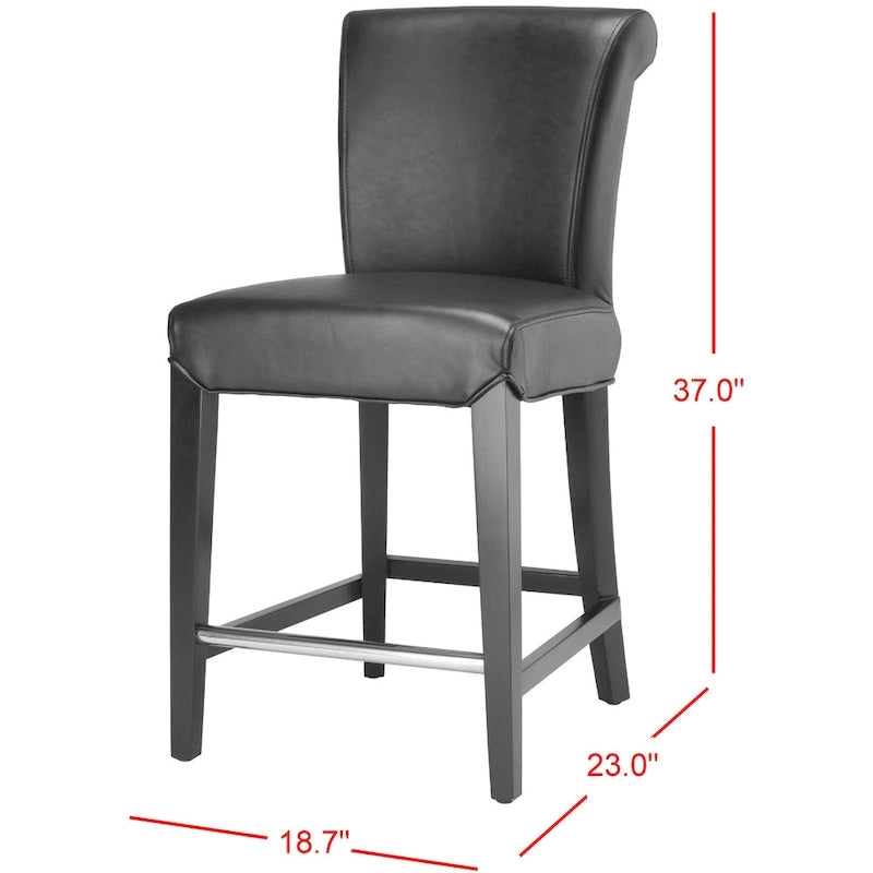 23-Inch Counter Stool with Faux Leather Upholstery and Curved Back