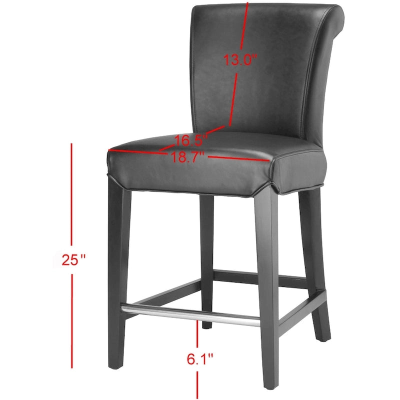 23-Inch Counter Stool with Faux Leather Upholstery and Curved Back