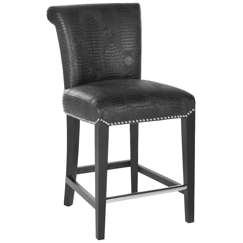 23-Inch Counter Stool with Faux Leather Upholstery and Curved Back