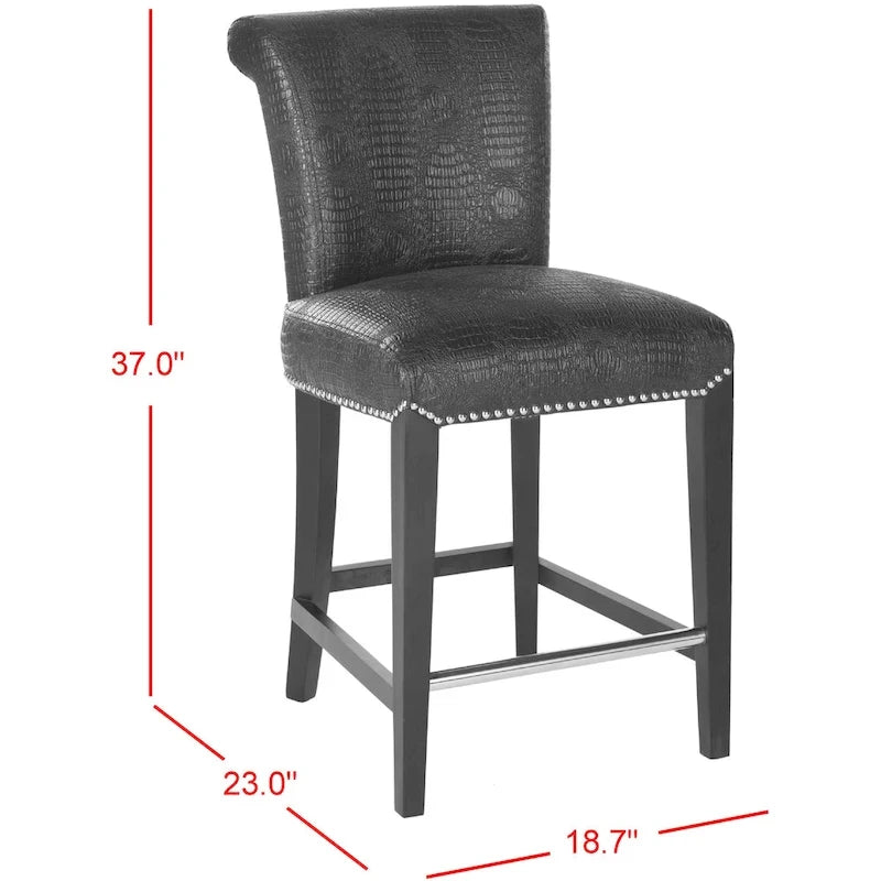 23-Inch Counter Stool with Faux Leather Upholstery and Curved Back