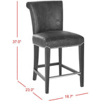 23-Inch Counter Stool with Faux Leather Upholstery and Curved Back
