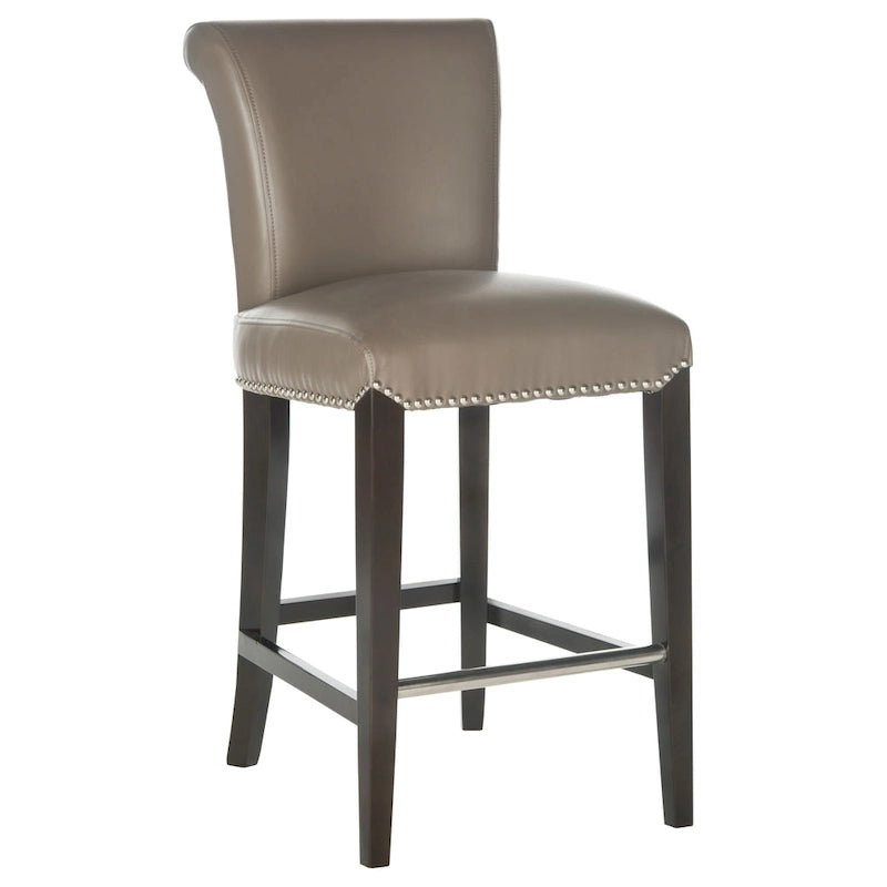 23-Inch Counter Stool with Faux Leather Upholstery and Curved Back