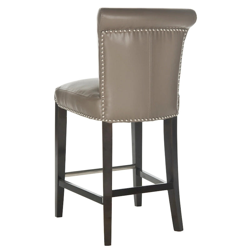 23-Inch Counter Stool with Faux Leather Upholstery and Curved Back