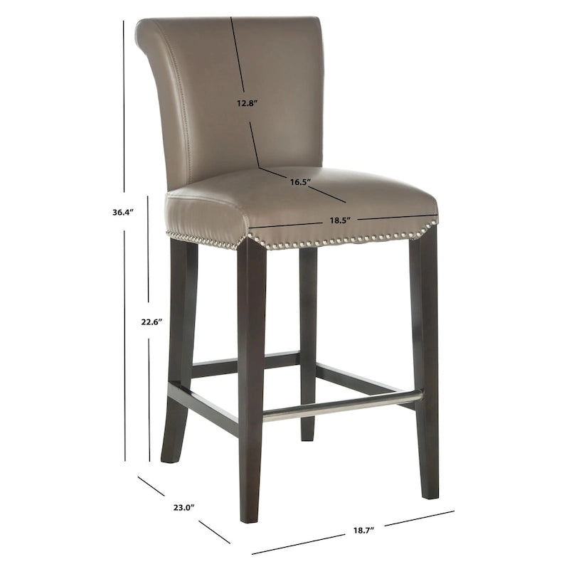 23-Inch Counter Stool with Faux Leather Upholstery and Curved Back