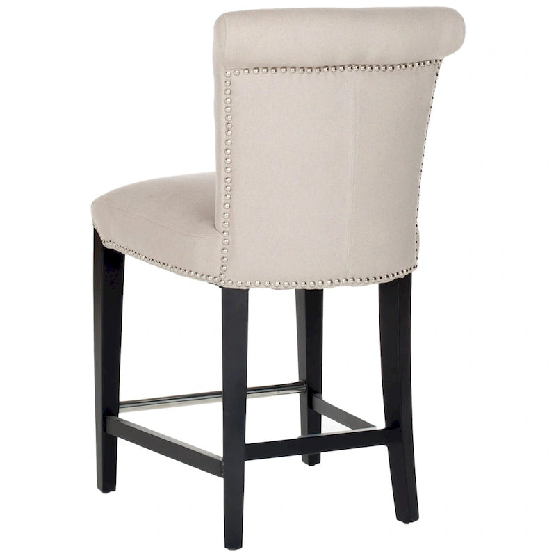 23-Inch Counter Stool with Faux Leather Upholstery and Curved Back