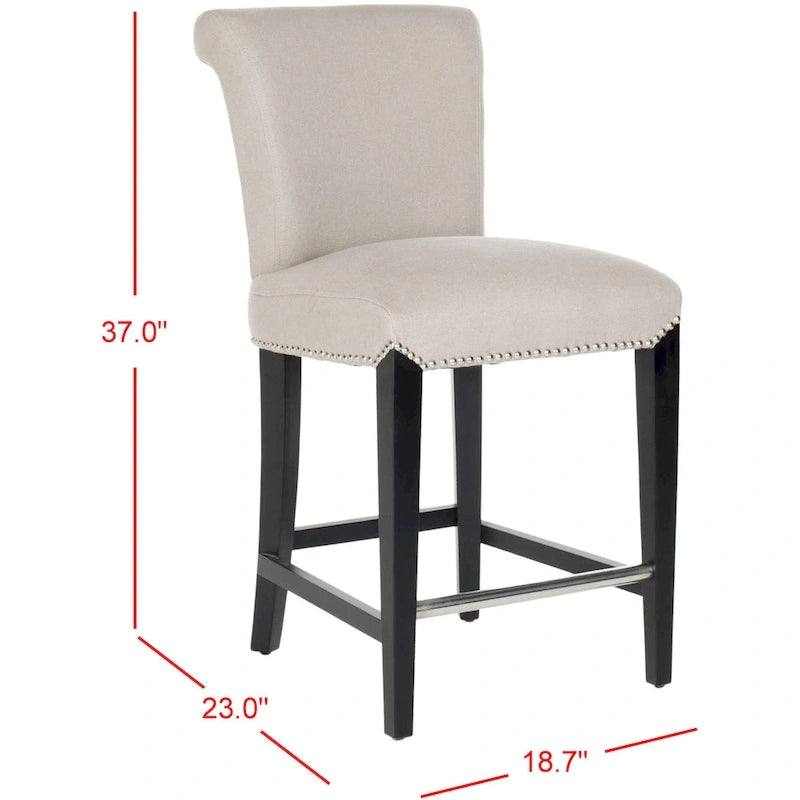 23-Inch Counter Stool with Faux Leather Upholstery and Curved Back