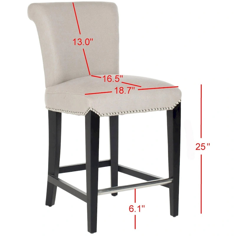 23-Inch Counter Stool with Faux Leather Upholstery and Curved Back