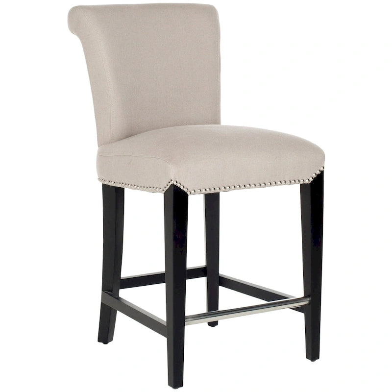 23-Inch Counter Stool with Faux Leather Upholstery and Curved Back