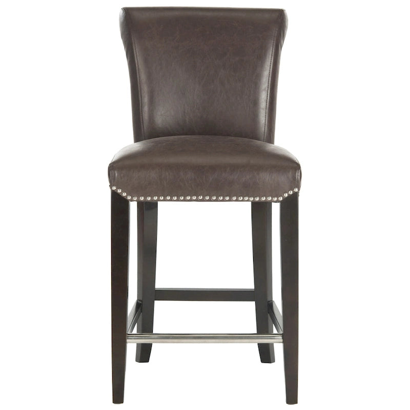 23-Inch Counter Stool with Faux Leather Upholstery and Curved Back