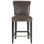 23-Inch Counter Stool with Faux Leather Upholstery and Curved Back